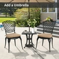 thumbnail image 5 of Bistro Set 3 Piece Rustproof Cast Aluminum Patio Furniture Set with 2 White Chairs and 1 Table for Outdoor Garden Balcony, 5 of 7
