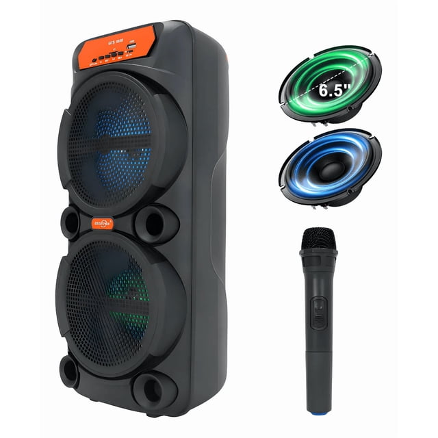 Bocina Bluetooth Diez Naranjas 5.1 Torre 30W con Micrófono y Luces LED 6.5"*2 Xtellar negro