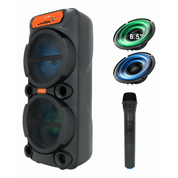 Bocina Bluetooth Diez Naranjas 5.1 Torre 30W con Micrófono y Luces LED 6.5"*2 Xtellar negro