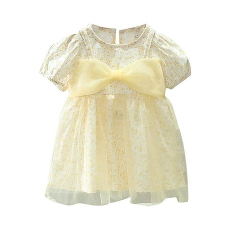 

Pedort For Girls Kid Floral Cotton Girls Dresses Summer Girl Clothes Yellow 90
