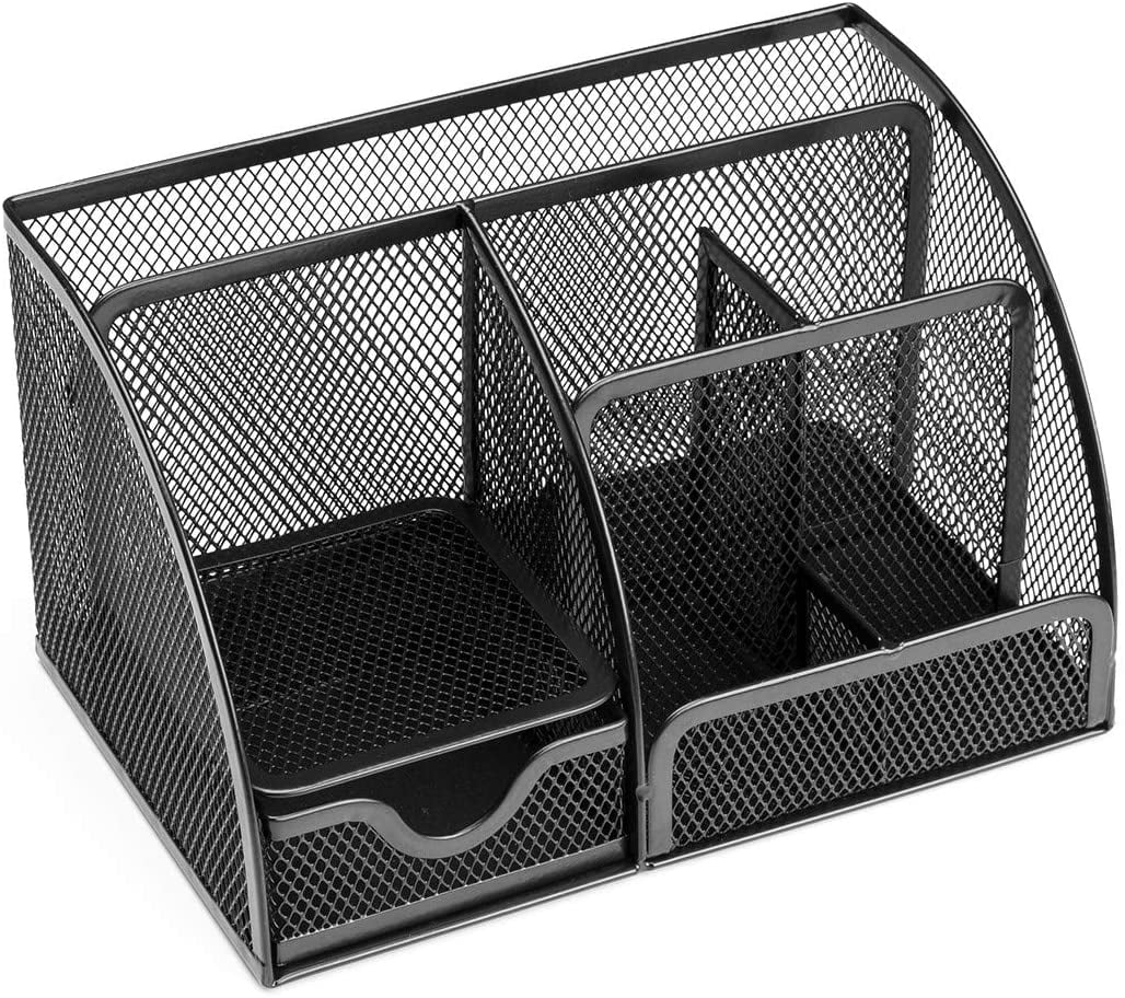 Mesh Office Supplies Desk Organizer Caddy 6 Compartments