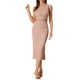 thumbnail image 2 of INSPIRAR CHIC Vestido de fiesta de cóctel midi sin mangas con lazo en la cintura y cuerpo ajustado para mujer en color caqui M, 2 of 6