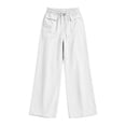 thumbnail image 7 of XuJwPNcy Pants for Women Casual Wide Leg Cotton Linen Pants with Pockets Solid Color Beach Travel Drawstring Trousers(White,X-Large), 7 of 7