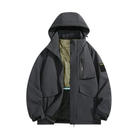 JHLZHS Men Jacket Men Slim Winter Coat Lapel Collar Long Sleeve Padded Jacket Vintage Thicken Coat Sheepskin Jacket Jackets for Men 1129
