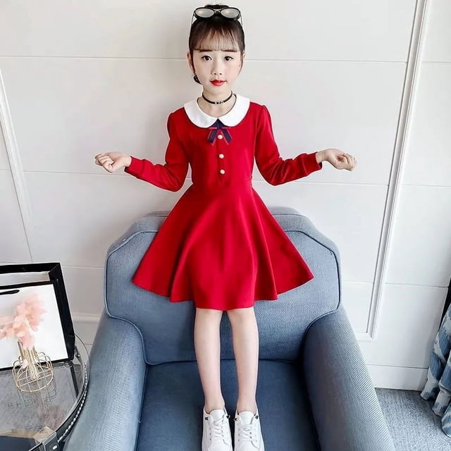 Vestido de niña Primavera y Otoño estilo estudiante estilo occidental Falda estilo Chanel Ropa infantil mediana y grande Vestido de princesa