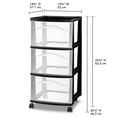 thumbnail image 2 of Sterilite 3 Drawer Storage Cart, Plastic Rolling Medium Organizer, Black, 2 Pack, 2 of 6