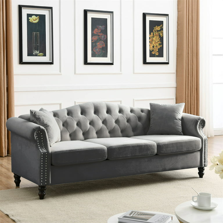 79 Chesterfield Sofa With Two Pillows