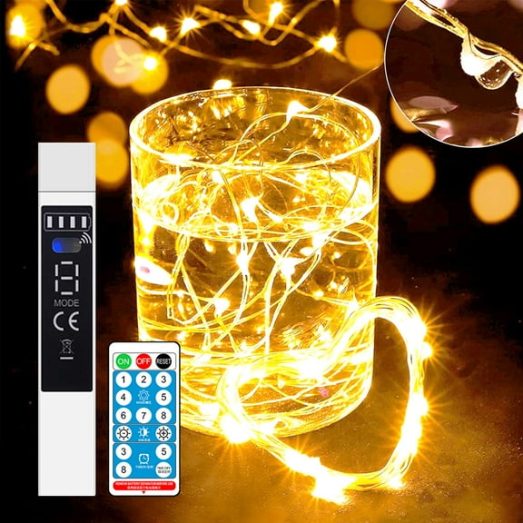 Rechargeable Fairy Lights 10/20m 200 LED String Lights with Remote Control Timer 8 Modes Warm White USB Fairy Lights for Wedding Christmas Party Decor