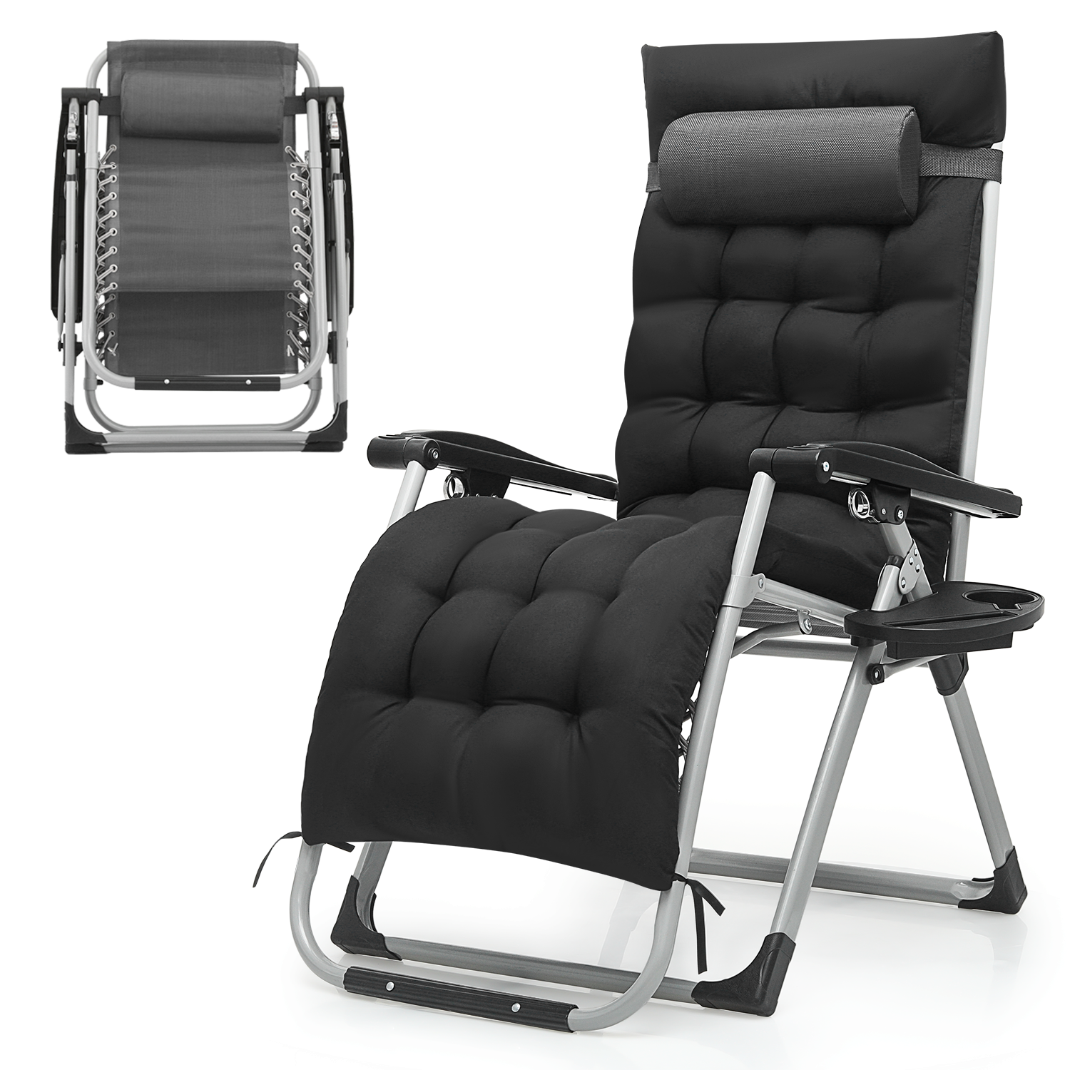 MoNiBloom Zero Gravity Chair, Patio Folding Recliner with Headrest