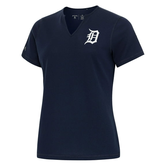 Women's Antigua  Navy Detroit Tigers Notch Neck T-Shirt