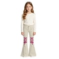 thumbnail image 3 of Rvusndi Flare Pants Girls Flare Leg Jeans Casual Unique Tie Print Design Comfort with Pockets Soft Elastic Waist Stylish Trousers Everyday Wear Relaxed Fit 5-16 Years, 3 of 5