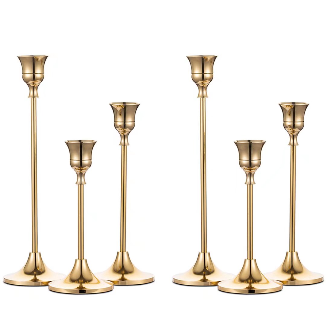 Nuptio Taper Candle Holders In Bulk Goblet Brass Gold Candlestick 