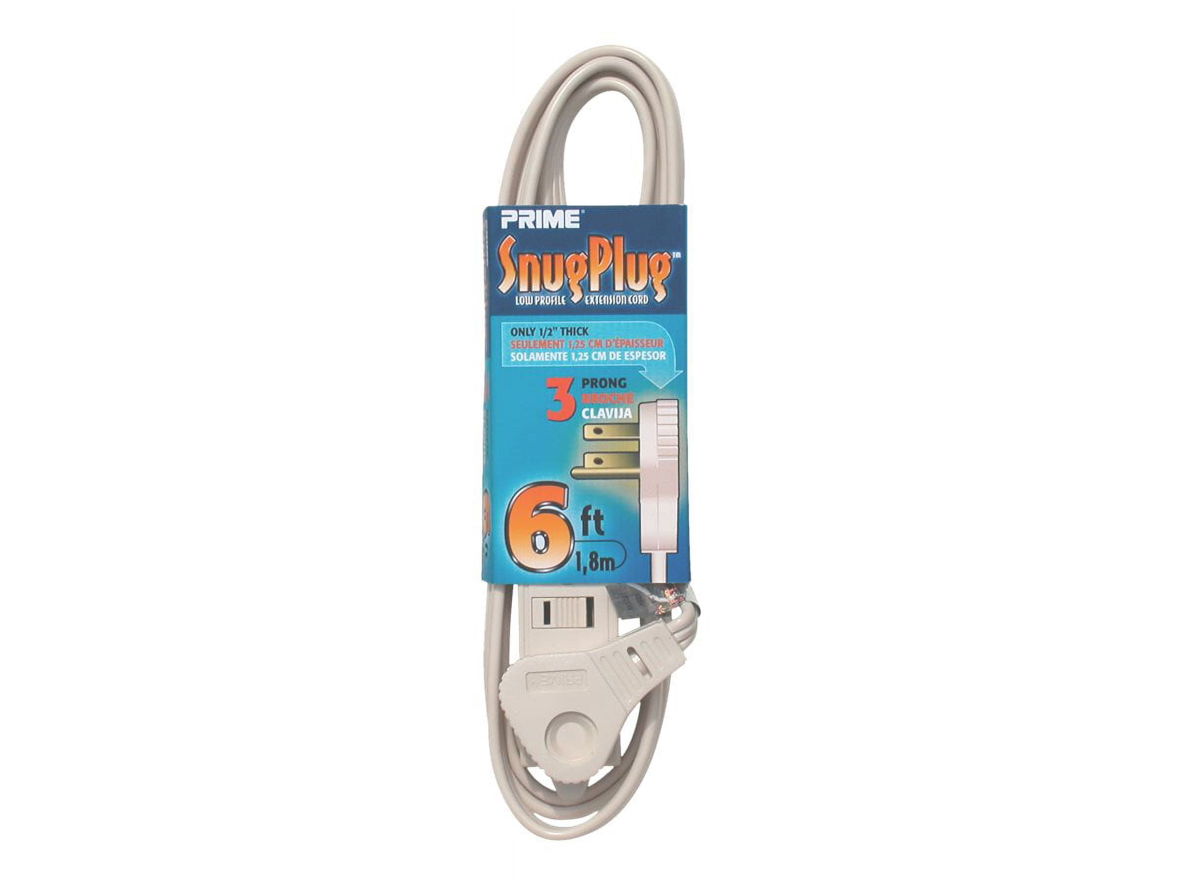 Prime EC940606 - Power strip - AC 125 V - 1625 Watt - output connectors: 3 - 6 ft cord - almond
