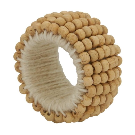 Saro Lifestyle Wooden Bead Napkin Ring (Set of 4)
