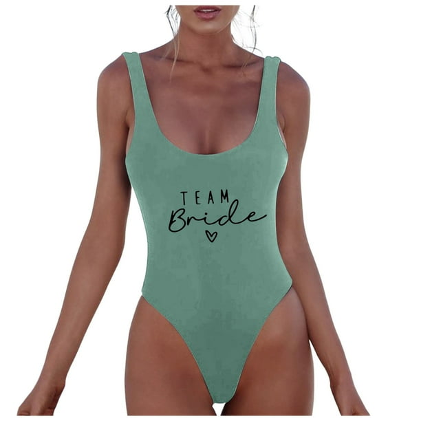 MKLEKYY Bikini Mujer Traje De Baño Women Fashion Letter Print Piece Swimsuit Sexy Bikini Swimwear Bathing Sleeveless Backless Swimsuit 2454