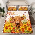 thumbnail image 2 of jejeloiu Highland Cattle Full Size Sheets,Rustic Farmhouse Cabin Bed Sheets,Autumn Sunflower Floral Sheet Sets For Boys Girls,Luxury Bedroom Decor,4pcs, 2 of 7