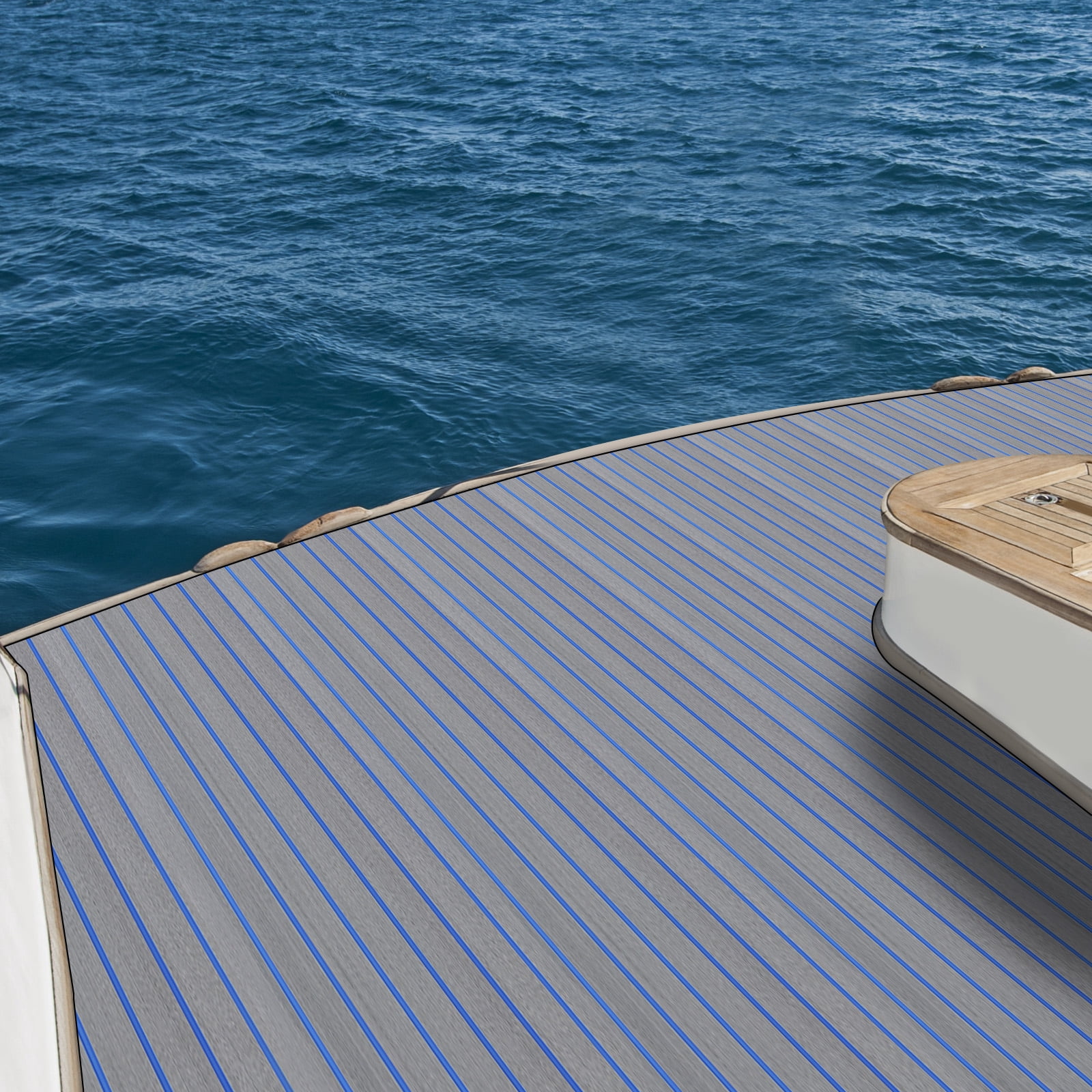Boat Flooring EVA Foam Decking Sheet Faux Teak Marine Mat Marine Carpet Cooler Tops Seating Non-Slip Self-Adhesive Flooring Material for Motorboat RV Yacht Kayak Swimming Pool 95" x 24"