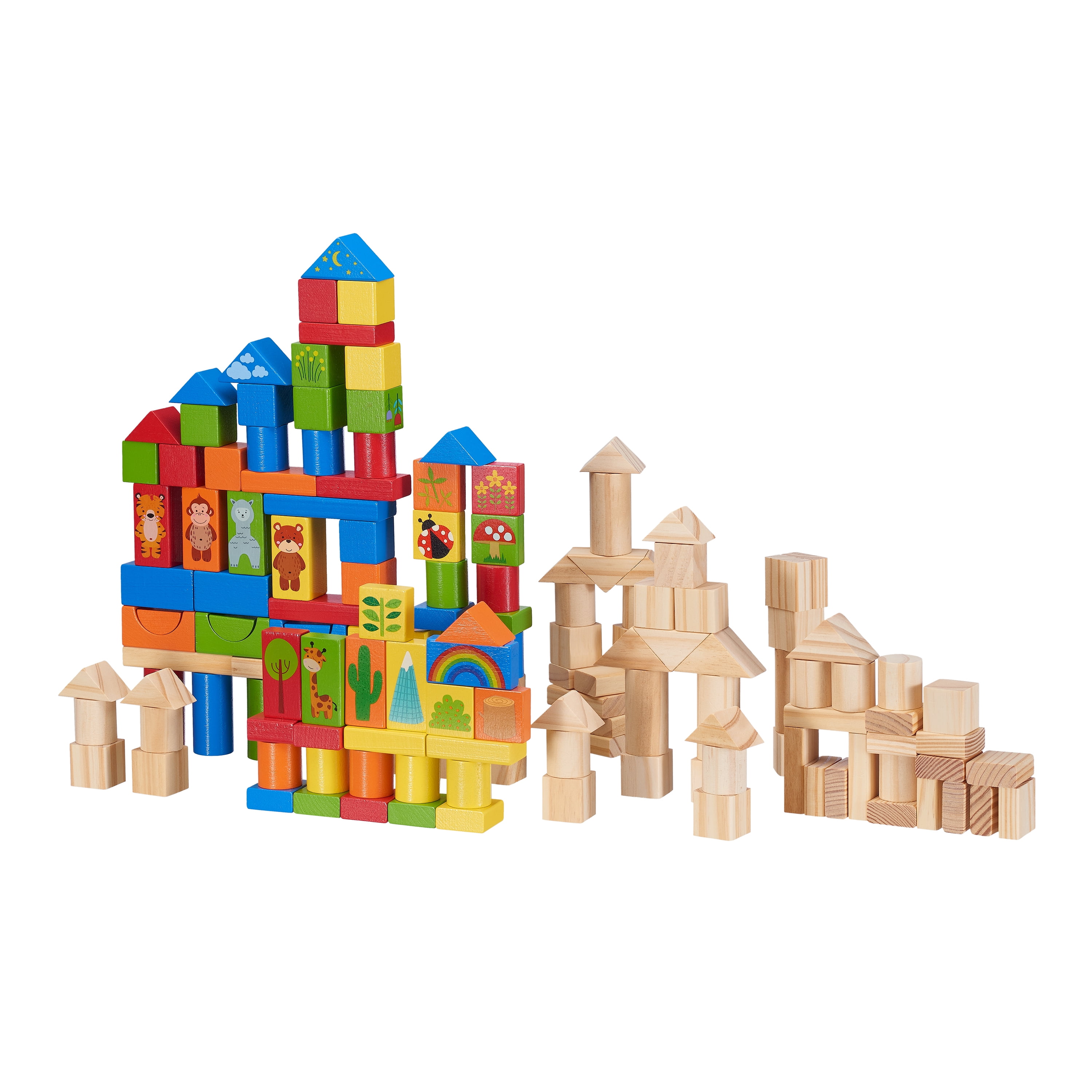 Spark. Create. Imagine. Wooden Animal Blocks with Shape Sorting Lid, 150 Pieces - Walmart.com