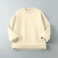 thumbnail image 2 of Women's Crewneck Sweater Winter Warm Sherpa Sweatshirt Solid Color Pullover Yellow XL, 2 of 9