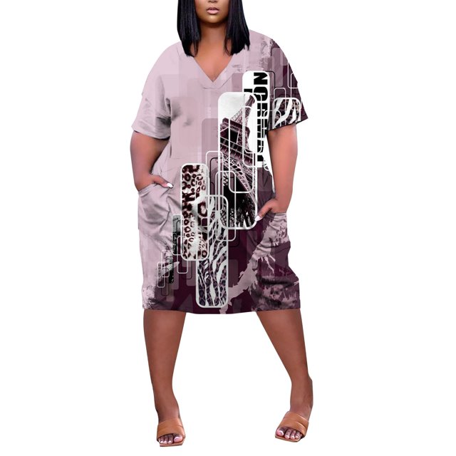 Gibobby Vestido Causal para Mujer de Verano Vestido con cuello en V y estampado floral de manga corta informal de verano para mujer Boho Beach Mini Swing Sundr(Gris,CH)