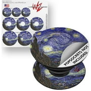 Decal Style Vinyl Skin Wrap 3 Pack for PopSockets Vincent Van Gogh Starry Night (POPSOCKET NOT INCLUDED) by WraptorSkinz