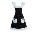 thumbnail image 1 of Cute Princess Style Dots Pattern Falbala Decor Women Kitchen Baking Apron with 2 Bowknot Pockets (Black+White), 1 of 5