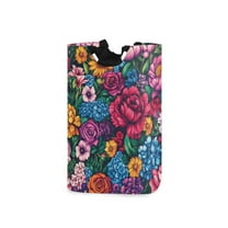 Yayeee Freestanding Laundry Hamper with Handle Collapsible Large Storage Basket for Clothes, Charming Floral Pattern