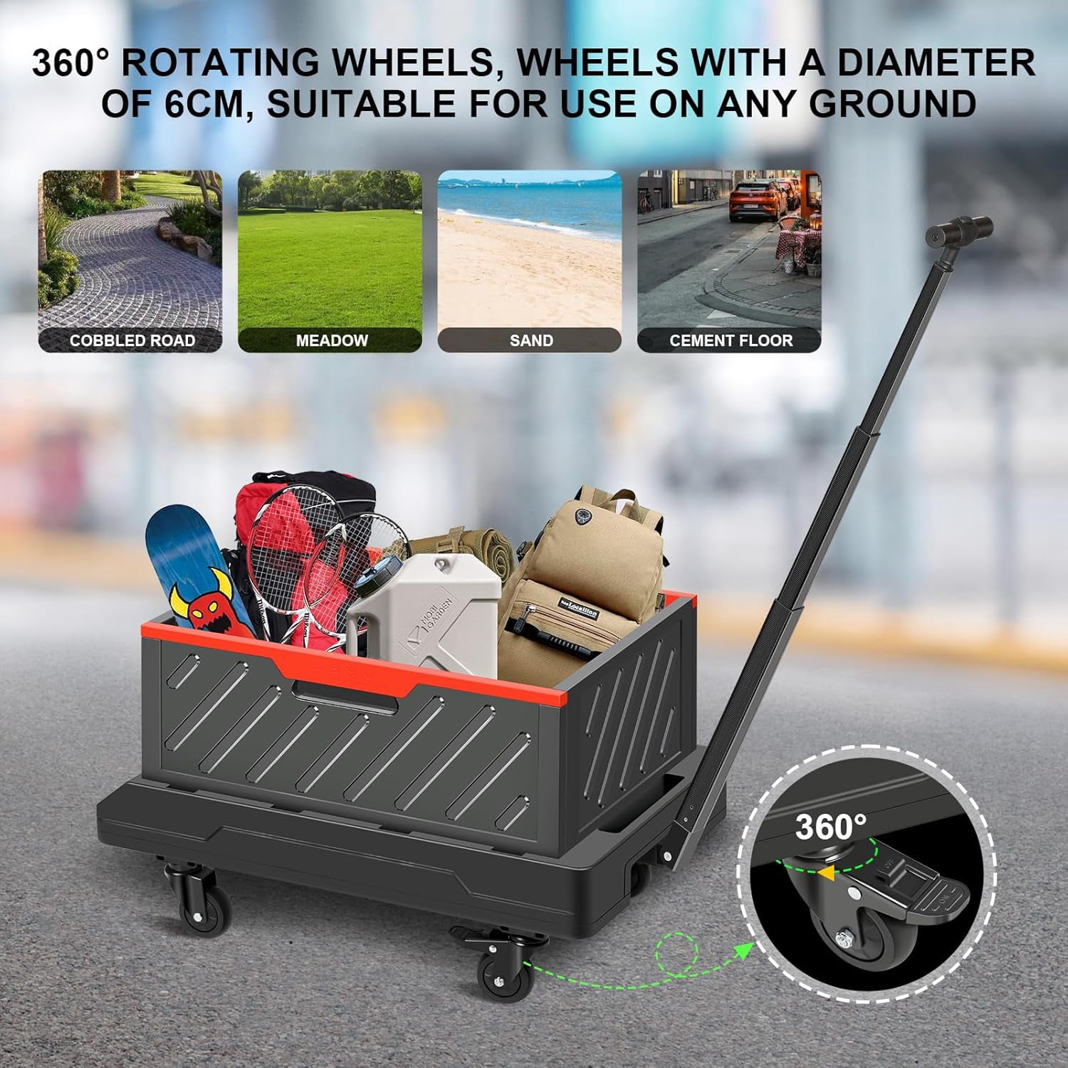 Foldable Utility Cart Heavy Duty Collapsible Hand Truck with Wheels for Grocery Shopping Picnic Package Delivery Compact Storage Sturdy Frame Easy Fold Design Home Use
