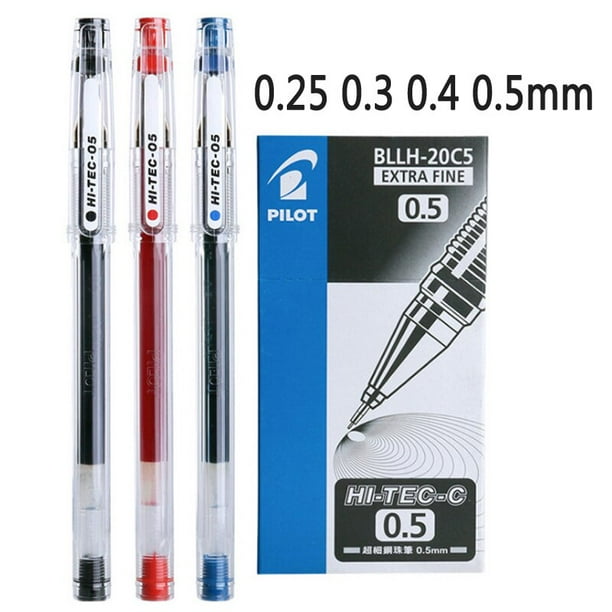 Pilot-Juego de bolígrafos de Gel HI-TEC, bolígrafo de punta fina de 0,25, 0,3, 0,4, 0,5 MM, tinta de Gel neutra, negro, azul, rojo, BLLH-20C4, 12 unids/lote por caja