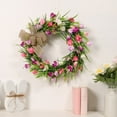 thumbnail image 4 of Spring Outdoor Door Wreath - Lightweight Artificial Tulip & Spring Grass Wreath with Linen Knot, All-Year Home Decor for Doors, Walls or Living Rooms, Perfect Wedding Hanging Ornament, 15.75in, Pink, 4 of 8