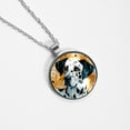 thumbnail image 4 of Spotted Dog Glass Design Circular Pendant Necklace - Elegant Statement Piece for Women, 4 of 5