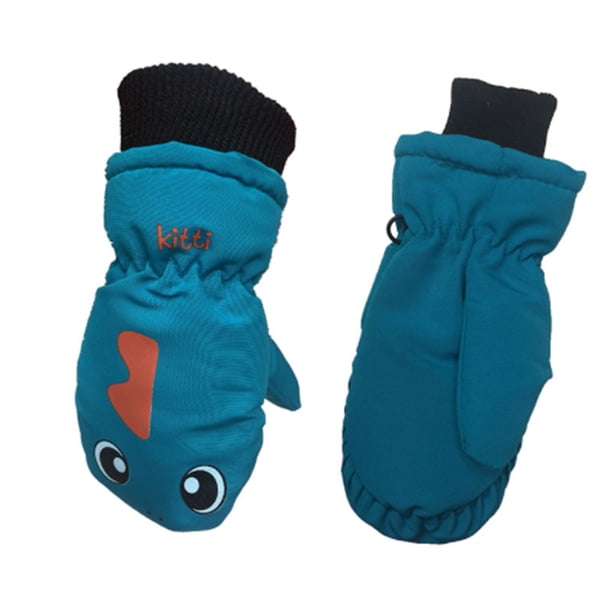 3 pares para niños Mittens Invierno Impermeable A prueba de agua Niños Cálidos Fácil Accesorios COMPLETOS Cómodos dibujos animados Impreso para clima frío Cian M Inevent HA059221-05B
