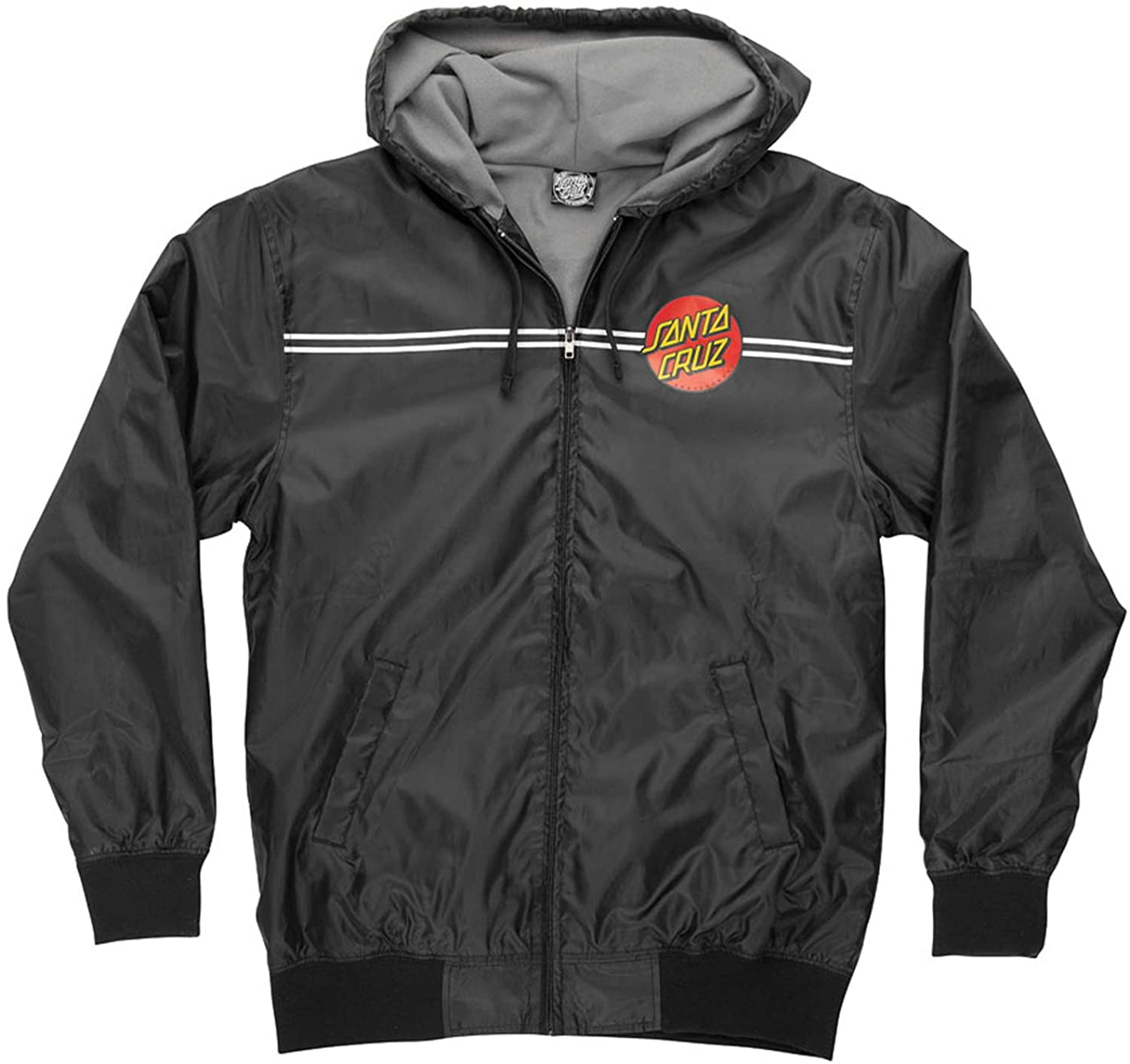 Santa Cruz Big Boys Dot Hooded Windbreaker Jackets,Small,Black//Blue