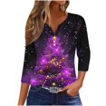 thumbnail image 2 of Drovellove Women's V Neck 3/4 Sleeve Printed Blouse - Casual Button Down Top for Home or Office, 2 of 5