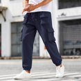 thumbnail image 4 of Mens Cargo Joggers Pants Multi Pockets Lightweight Athletic Elastic Waist Cargo Sweatpants Tapered Workout Pants, 4 of 6