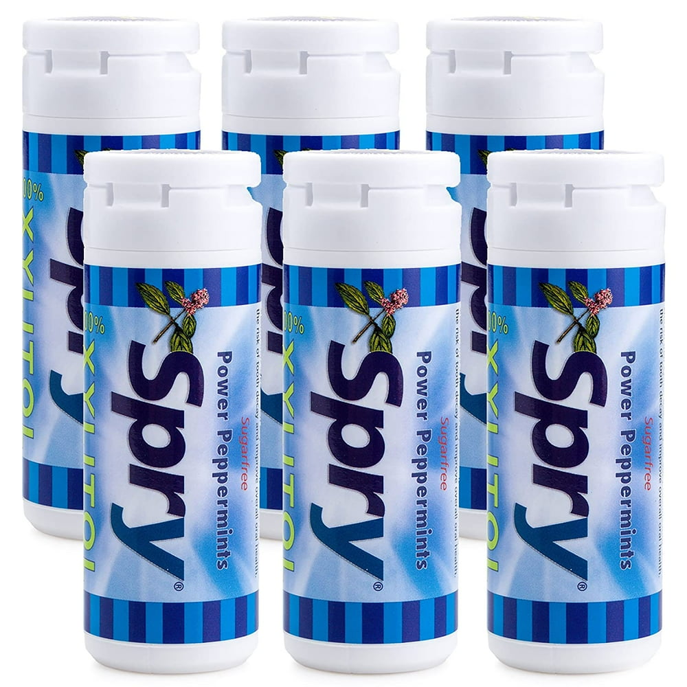 Spry Xylitol Mints, Peppermint, 45 Count (6Pack) Breath Mints That