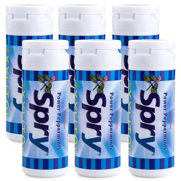 Spry Xylitol Mints, Peppermint, 45 Count (6Pack) Breath Mints That
