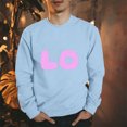 thumbnail image 2 of WREESH Couple Sweatshirts Matching Love - Lo Ve - Valentines Sweatshirts Crewneck Pullover Tops Anniversary Wedding Gifts for Him and Her Light Blue, 2 of 5