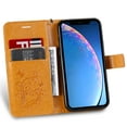 thumbnail image 3 of iPhone 11 Pro Wallet Case, Flip Kickstand Emboss Butterfly PU Leather Protective Phone Cover with Wrist Strap & Card Slots, Yellow, 3 of 6