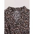 thumbnail image 3 of Robe à Manches Courtes à Col Montant en V à Motif Floral, Tunique Mature à Ourlet Volanté Évasé, Vêtements pour Femmes, 3 of 10