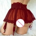 thumbnail image 4 of Idoravan Women's Basic Versatile Skirt Womens High Waist Solid Color Mesh Garter Garter Skirt Lingerie, 4 of 4
