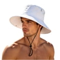 thumbnail image 3 of AHTJRT Men Women Wide Brim Summer Hats Breathable Hiking Fishing Hats UPF 50+ UV Protection Sun Hats with Adjustable Ropes White Free Size, 3 of 7