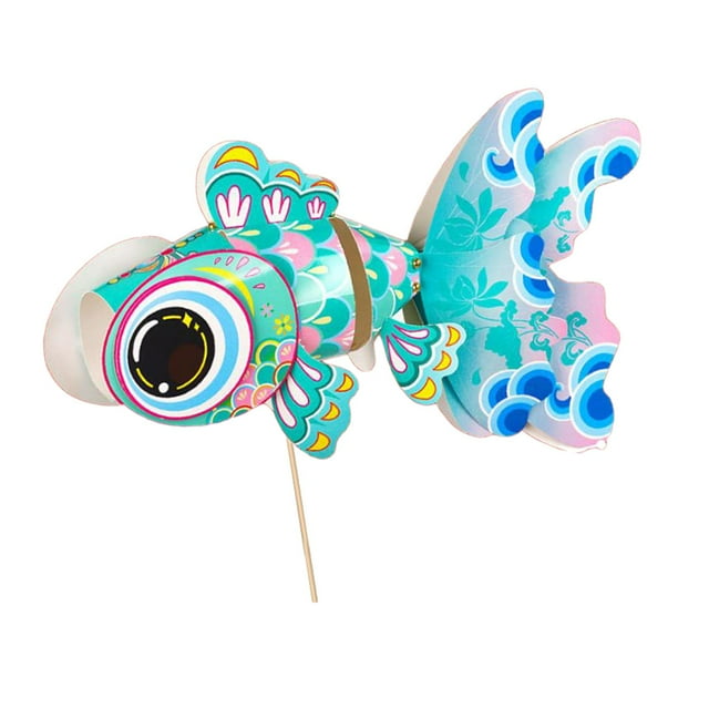 Goldfish Shape Lantern Prop DIY Paper Lanterns Lamp for Chinese New Year Blue