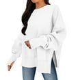 thumbnail image 3 of ZyeKqe Oversized Sweatshirts for Women Fleece Lined Casual Fashion Long Sleeve Shirts Side Split Loose Pullover Top, 3 of 7