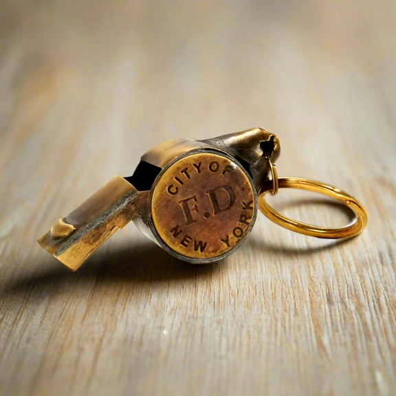 New York 1920's Fire Department Solid Brass Star Whistle (2" Long)