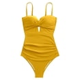 thumbnail image 4 of HJYCHN One-Piece Swimsuit for Women Solid Color Push Up Swimsuit and Stylish for Women's Swimwear Bathing Suit for Women Yellow M, 4 of 4