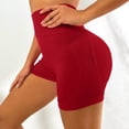thumbnail image 2 of Women's Workout Biker Shorts High Rise Elastic Waist Athletic Yoga Short Pants Slim Fitted Fitness Gym Shorts (S, Red), 2 of 5
