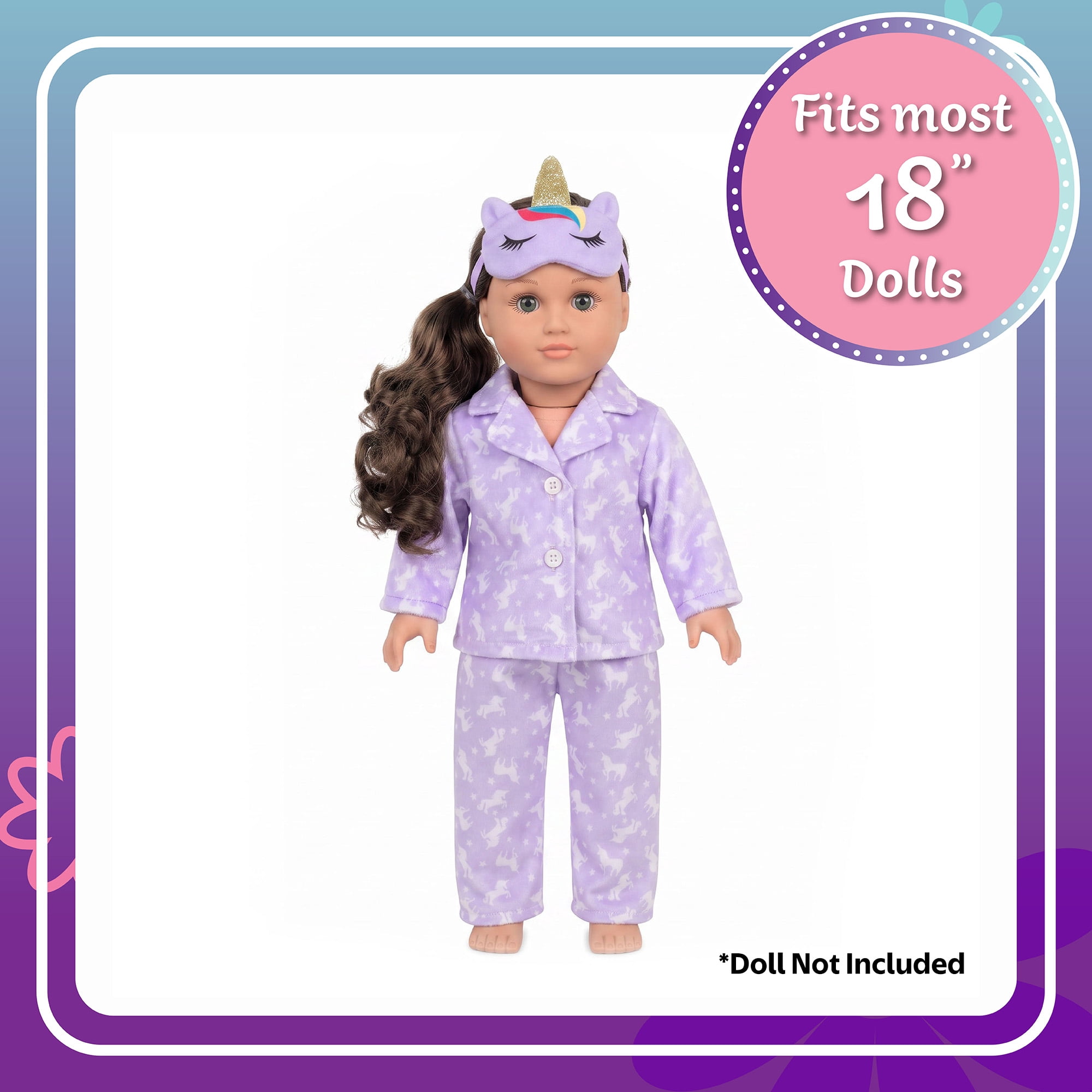 My Life As Unicorn Pajama Fashion Set for 18-Inch Dolls, 3 Pieces