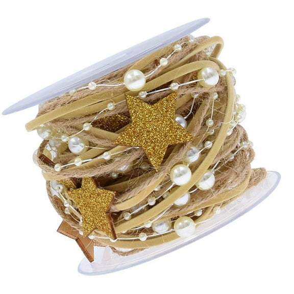IBASETOY ribbons for crafting Bead Chain Decorative Ribbon Golden 1 Roll 5m per Roll