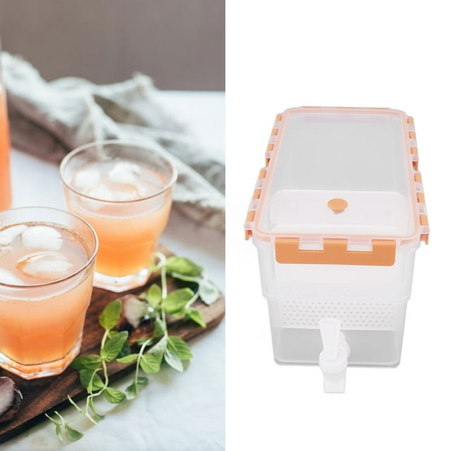 Refrigerator Cold Kettle With Faucet, Plastic Cold Water Pitcher With Fruit Infuser Large Capacity Beverage Dispenser, Filter Drink Container For Home, Kitchen, Camping, Party